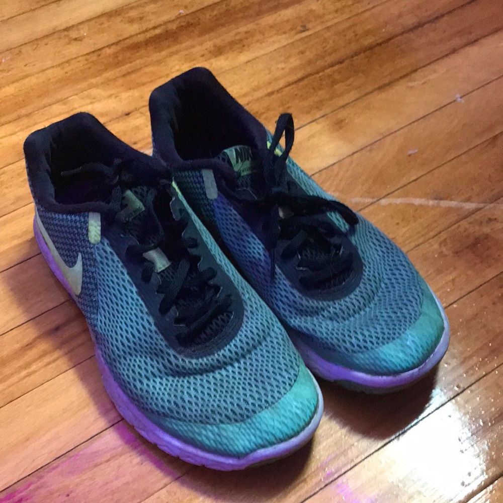 Teal Nike running shoes